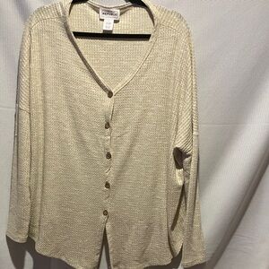 For The Republic Cream Button-Up Cardigan